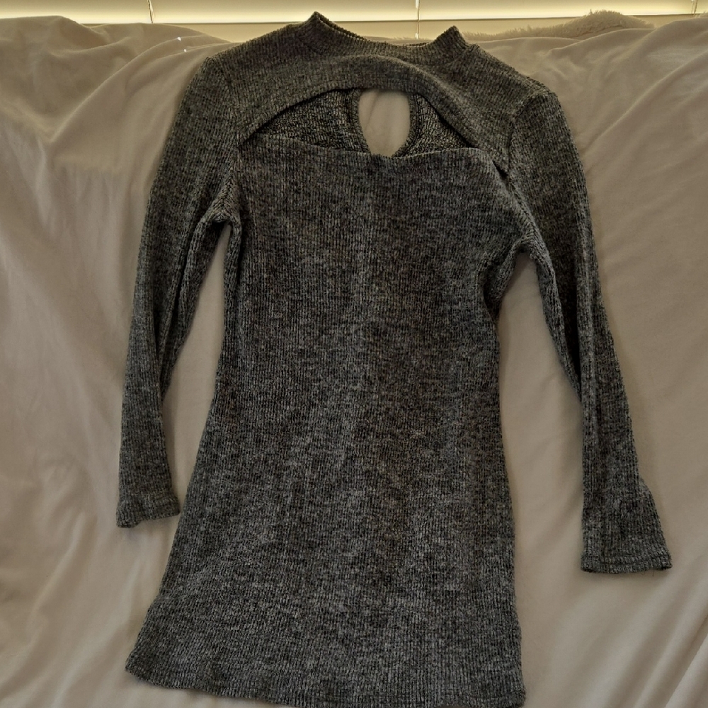 Gray Knit Long Sleeve Dress